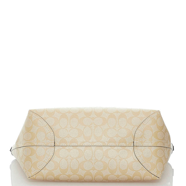 コーチ シグネチャー リバーシブル トートバッグ F36658 ライトブルー ベージュ PVC レディース COACH 【中古】