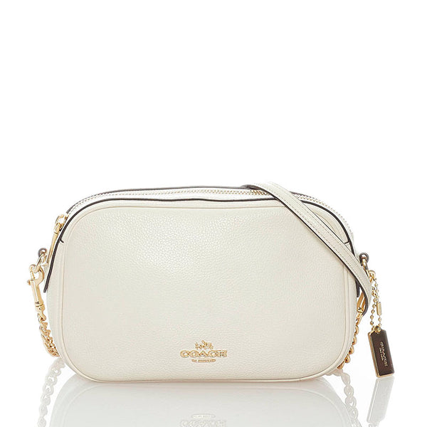 コーチ 斜め掛け チェーン ショルダーバッグ F25922 ホワイト レザー レディース COACH 【中古】