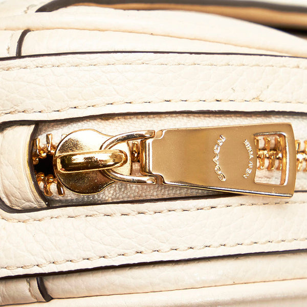 コーチ 斜め掛け チェーン ショルダーバッグ F25922 ホワイト レザー レディース COACH 【中古】