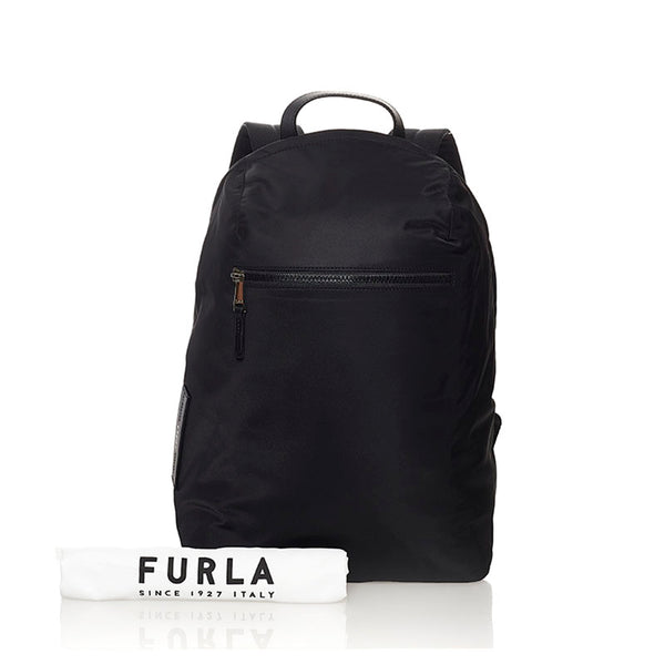 フルラ リュック・デイパック ブラック ナイロン レザー レディース Furla 【中古】