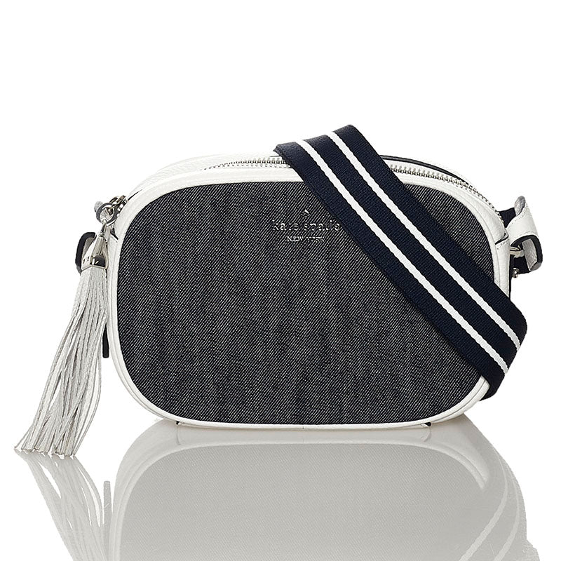 ケイトスペード デニムマルチ ショルダーバッグ WKR00302 ブルー ホワイト デニム レザー レディース Kate Spade 【中古】