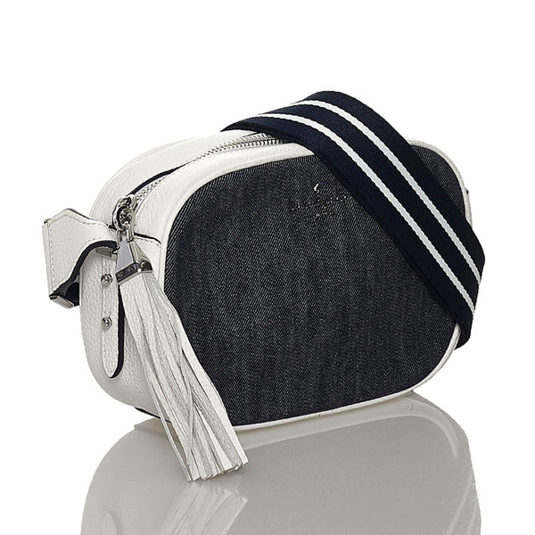 ケイトスペード デニムマルチ ショルダーバッグ WKR00302 ブルー ホワイト デニム レザー レディース Kate Spade 【中古】