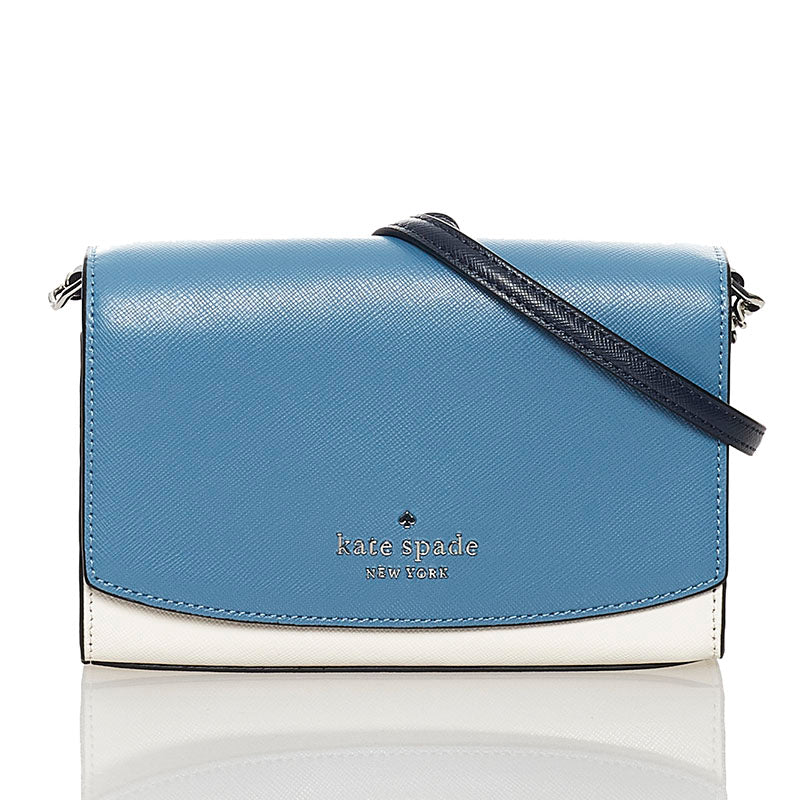 ケイトスペード チェーン ウォレット ショルダーバッグ ライトブルー ホワイト レザー レディース Kate Spade 【中古】