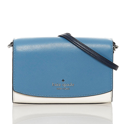 ケイトスペード チェーン ウォレット ショルダーバッグ ライトブルー ホワイト レザー レディース Kate Spade 【中古】