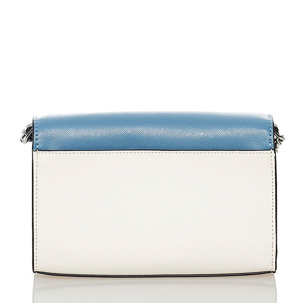 ケイトスペード チェーン ウォレット ショルダーバッグ ライトブルー ホワイト レザー レディース Kate Spade 【中古】