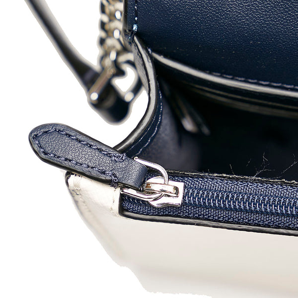 ケイトスペード チェーン ウォレット ショルダーバッグ ライトブルー ホワイト レザー レディース Kate Spade 【中古】