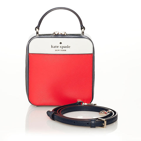 ケイトスペード ハンドバッグ ショルダーバッグ 2WAY レッド ネイビー ホワイト レザー レディース Kate Spade 【中古】