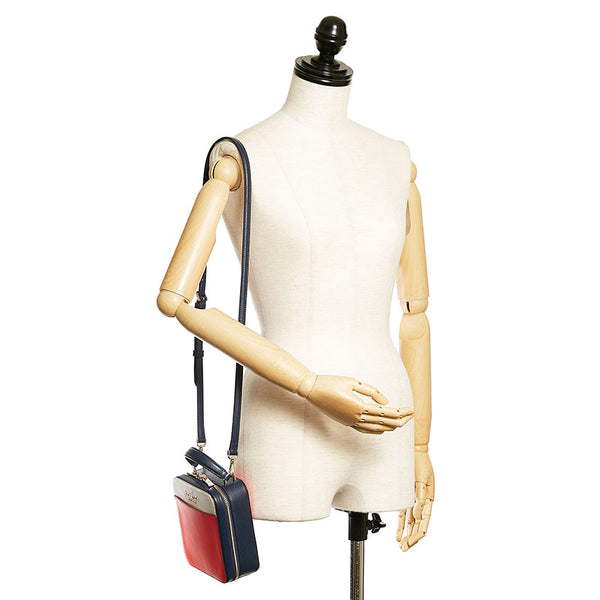 ケイトスペード ハンドバッグ ショルダーバッグ 2WAY レッド ネイビー ホワイト レザー レディース Kate Spade 【中古】