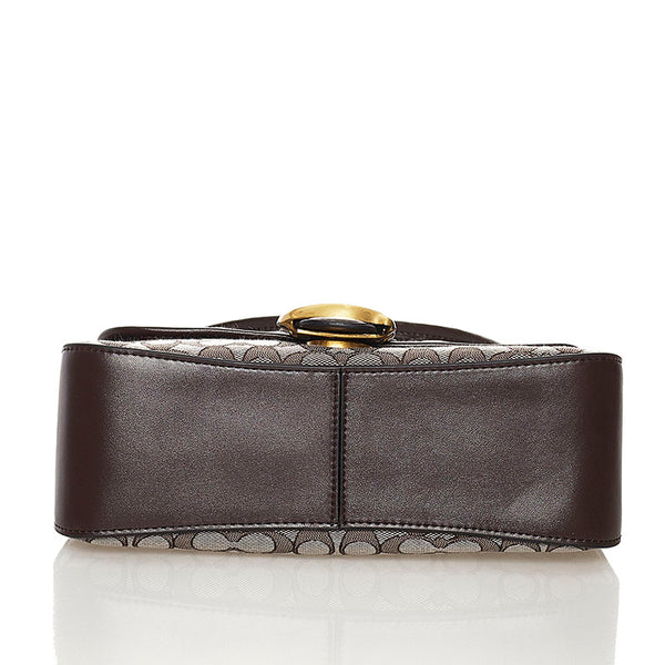 コーチ タビー シグネチャー ハンドバッグ ショルダーバッグ 2WAY ベージュ ブラウン キャンバス レザー レディース COACH 【中古】