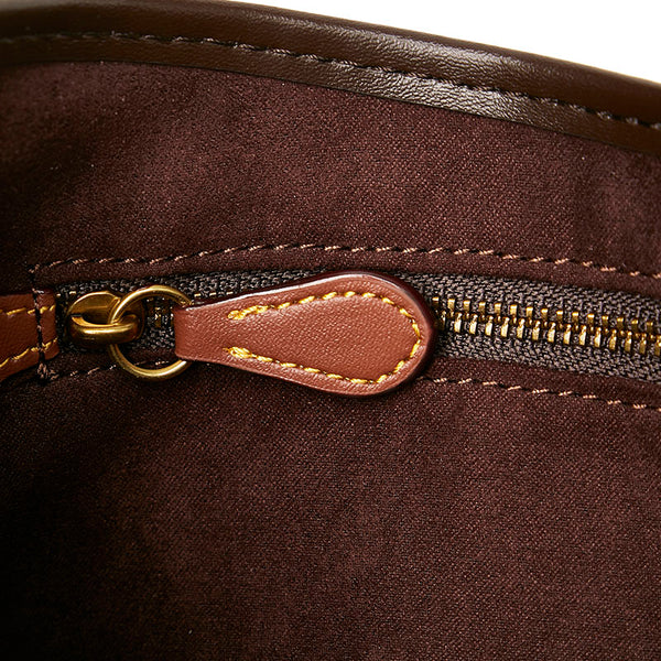 コーチ タビー シグネチャー ハンドバッグ ショルダーバッグ 2WAY ベージュ ブラウン キャンバス レザー レディース COACH 【中古】