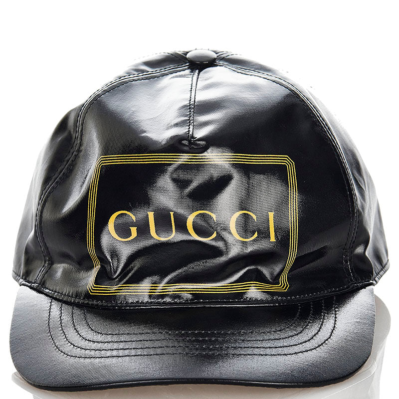グッチ コーティング ベースボールキャップ ブラック コットン ポリウレタン メンズ GUCCI 【中古】