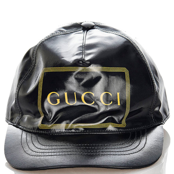 グッチ コーティング ベースボールキャップ ブラック コットン ポリウレタン メンズ GUCCI 【中古】