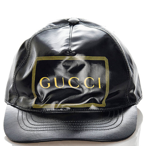 グッチ コーティング ベースボールキャップ ブラック コットン ポリウレタン メンズ GUCCI 【中古】