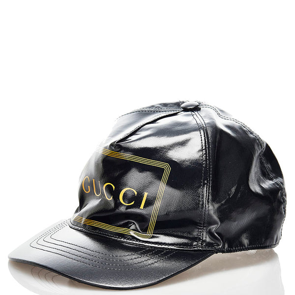 グッチ コーティング ベースボールキャップ ブラック コットン ポリウレタン メンズ GUCCI 【中古】