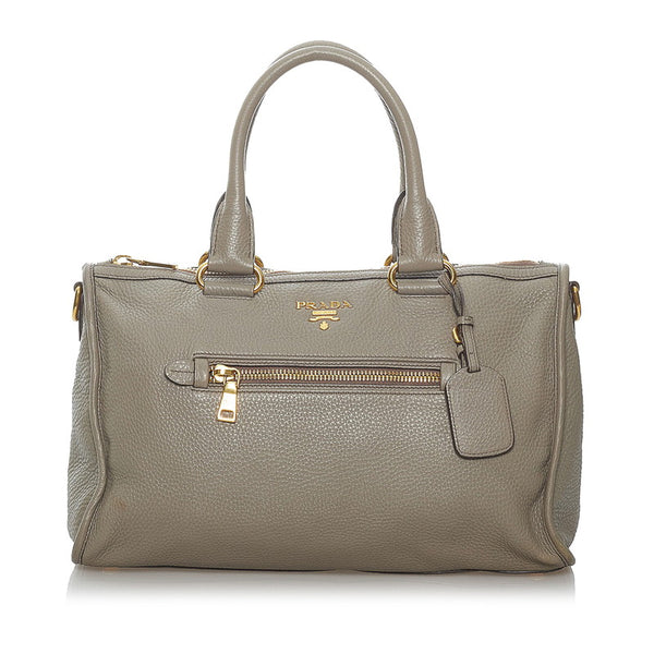 プラダ グレーベージュ レザー ハンドバッグ レディース PRADA 【中古】