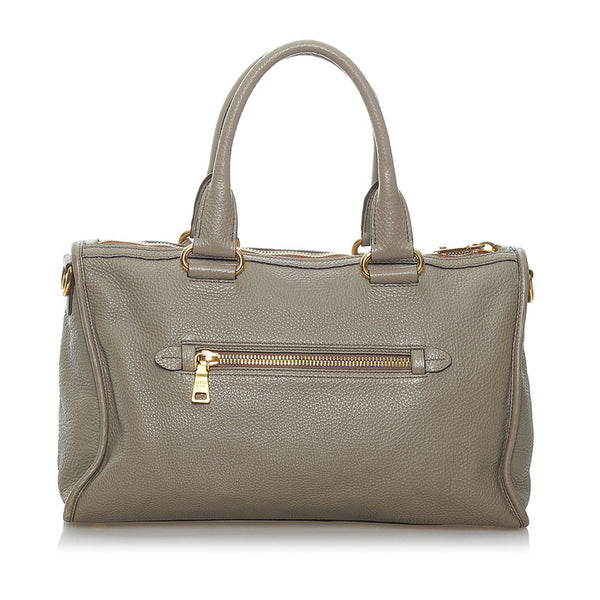プラダ グレーベージュ レザー ハンドバッグ レディース PRADA 【中古】
