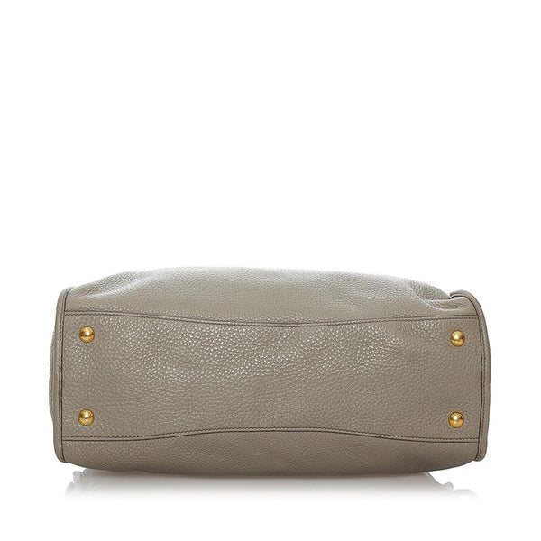プラダ グレーベージュ レザー ハンドバッグ レディース PRADA 【中古】