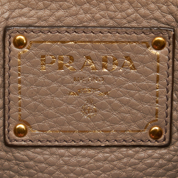 プラダ グレーベージュ レザー ハンドバッグ レディース PRADA 【中古】