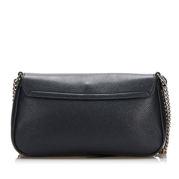 グッチ インターロッキングG フリンジ タッセル チェーン ショルダーバッグ 535224 ブラック レザー レディース GUCCI 【中古】