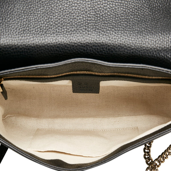 グッチ インターロッキングG フリンジ タッセル チェーン ショルダーバッグ 535224 ブラック レザー レディース GUCCI 【中古】