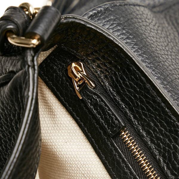 グッチ インターロッキングG フリンジ タッセル チェーン ショルダーバッグ 535224 ブラック レザー レディース GUCCI 【中古】