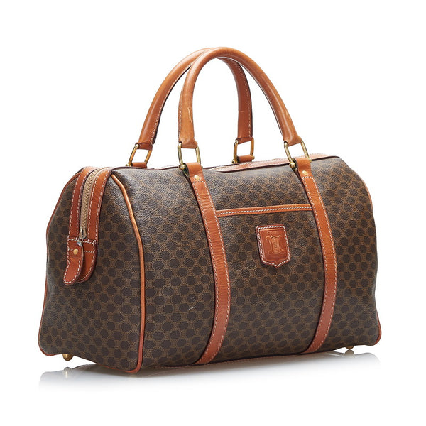セリーヌ マカダム ハンドバッグ ボストンバッグ ブラウン PVC レザー レディース CELINE 【中古】