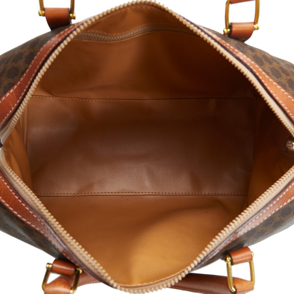 セリーヌ マカダム ハンドバッグ ボストンバッグ ブラウン PVC レザー レディース CELINE 【中古】