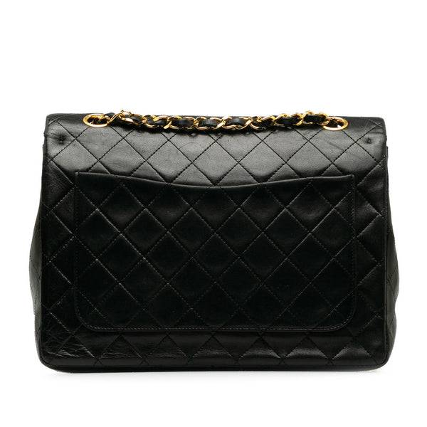シャネル マトラッセ25 ココマーク ダブルフラップ チェーン ショルダーバッグ ブラック ラムスキン レディース CHANEL 【中古】