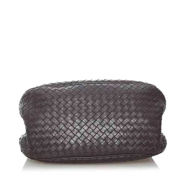 ボッテガヴェネタ イントレチャート ダークブラウン レザー ハンドバッグ レディース BOTTEGAVENETA 【中古】