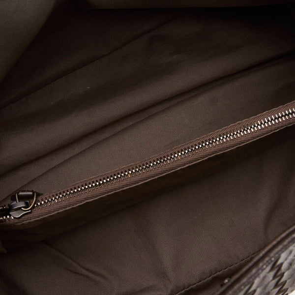ボッテガヴェネタ イントレチャート ダークブラウン レザー ハンドバッグ レディース BOTTEGAVENETA 【中古】
