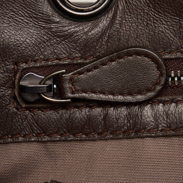 ボッテガヴェネタ イントレチャート ダークブラウン レザー ハンドバッグ レディース BOTTEGAVENETA 【中古】