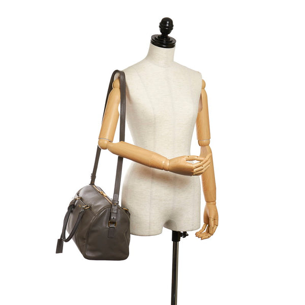 サンローラン クラシックダッフル ハンドバッグ ショルダーバッグ 2WAY 314704 グレー レザー レディース SAINT LAURENT 【中古】