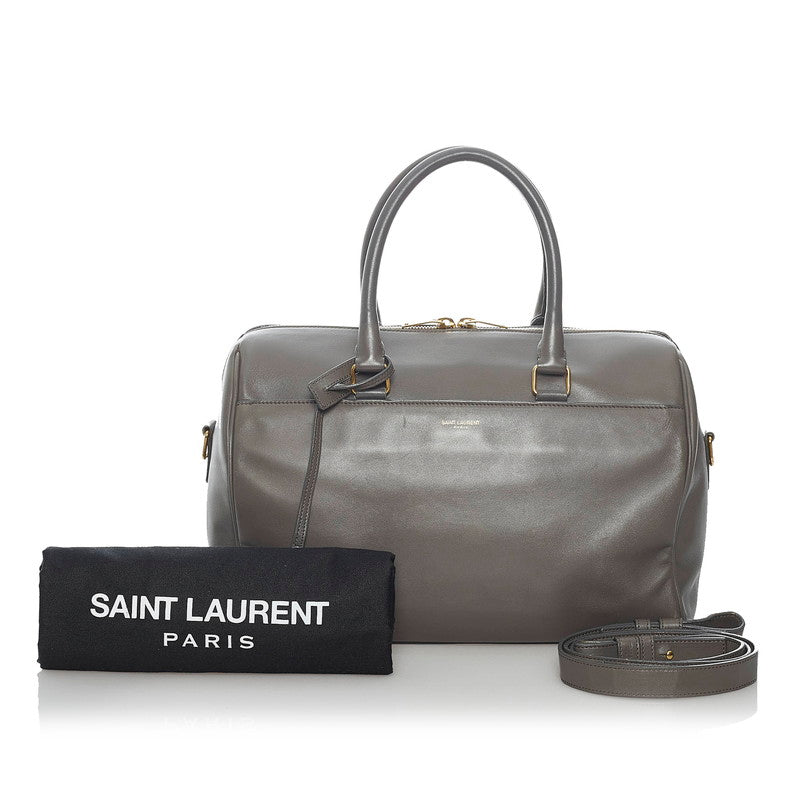 サンローラン クラシックダッフル ハンドバッグ ショルダーバッグ 2WAY 314704 グレー レザー レディース SAINT LAURENT 【中古】