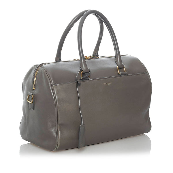 サンローラン クラシックダッフル ハンドバッグ ショルダーバッグ 2WAY 314704 グレー レザー レディース SAINT LAURENT 【中古】