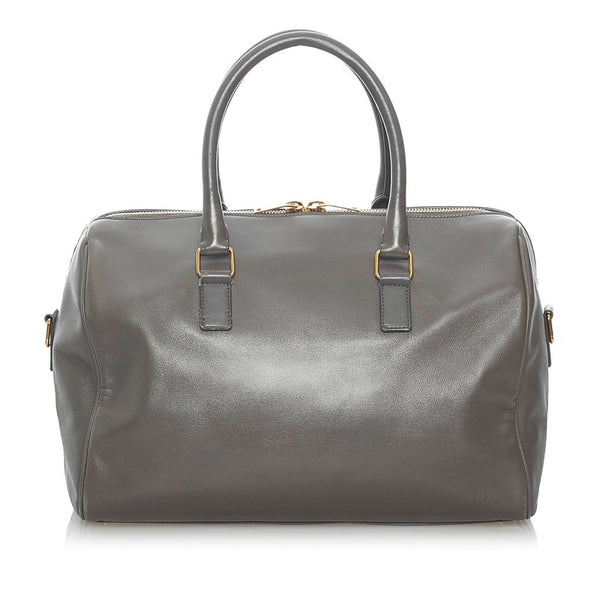 サンローラン クラシックダッフル ハンドバッグ ショルダーバッグ 2WAY 314704 グレー レザー レディース SAINT LAURENT 【中古】