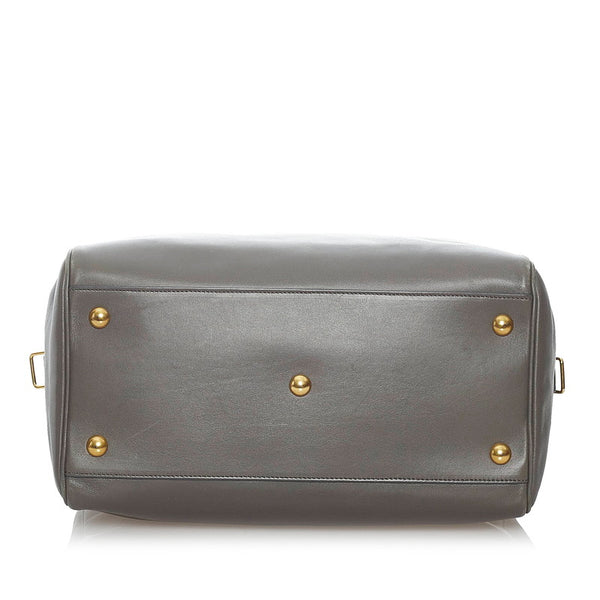 サンローラン クラシックダッフル ハンドバッグ ショルダーバッグ 2WAY 314704 グレー レザー レディース SAINT LAURENT 【中古】