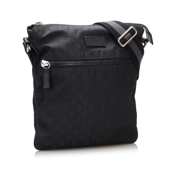 グッチ GGナイロン 斜め掛け ショルダーバッグ 449184 ブラック ナイロン レザー レディース GUCCI 【中古】