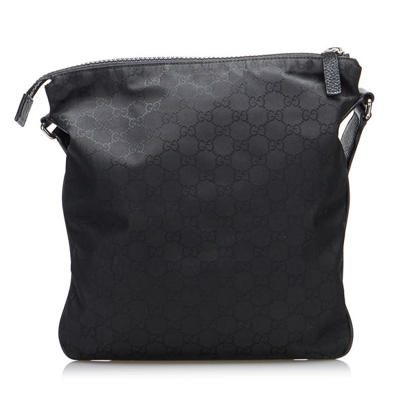 グッチ GGナイロン 斜め掛け ショルダーバッグ 449184 ブラック ナイロン レザー レディース GUCCI 【中古】