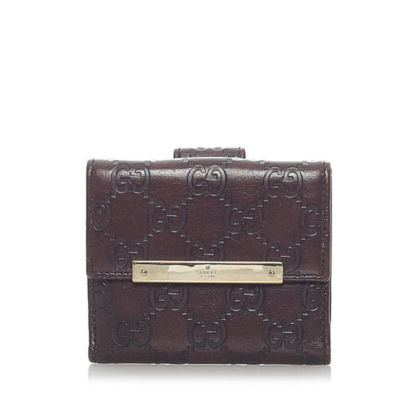 グッチ グッチシマ 二つ折り財布 112716 ブラウン レザー レディース GUCCI 【中古】