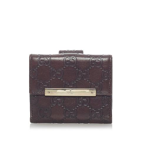 グッチ グッチシマ 二つ折り財布 112716 ブラウン レザー レディース GUCCI 【中古】