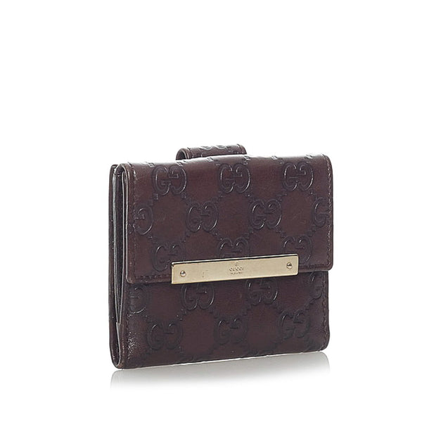 グッチ グッチシマ 二つ折り財布 112716 ブラウン レザー レディース GUCCI 【中古】