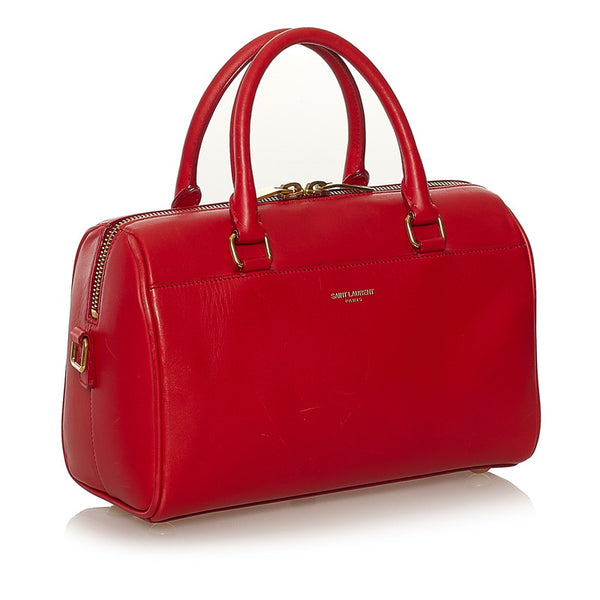 サンローラン ベイビーダッフル ハンドバッグ 斜め掛けショルダーバッグ 2WAY レッド レザー レディース SAINT LAURENT 【中古】