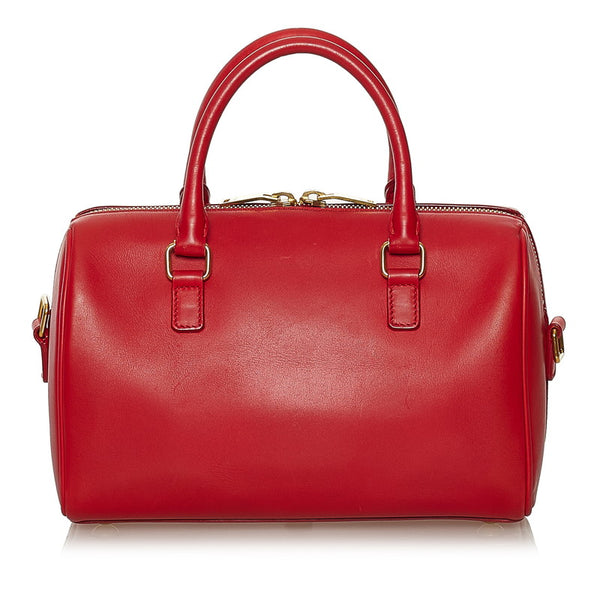 サンローラン ベイビーダッフル ハンドバッグ 斜め掛けショルダーバッグ 2WAY レッド レザー レディース SAINT LAURENT 【中古】