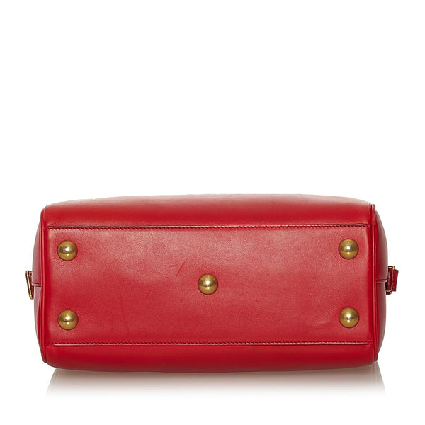 サンローラン ベイビーダッフル ハンドバッグ 斜め掛けショルダーバッグ 2WAY レッド レザー レディース SAINT LAURENT 【中古】