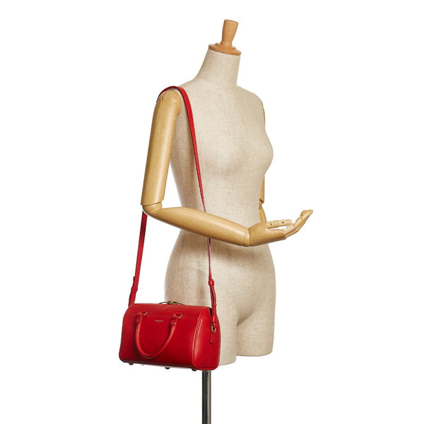 サンローラン ベイビーダッフル ハンドバッグ 斜め掛けショルダーバッグ 2WAY レッド レザー レディース SAINT LAURENT 【中古】