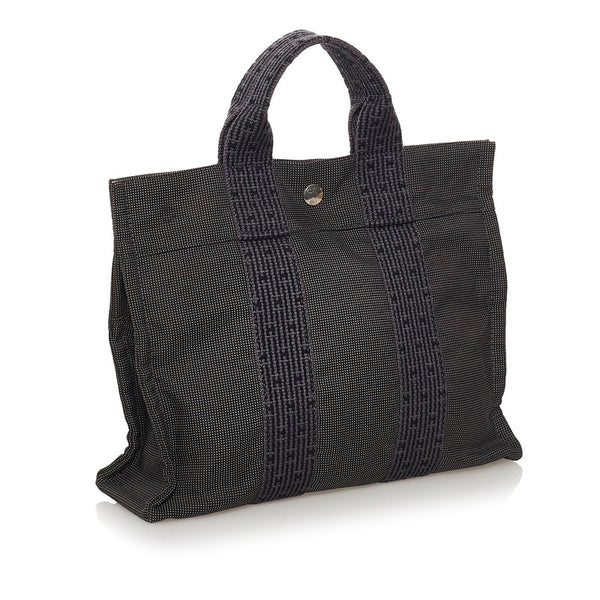 エルメス エールライン PM ハンドバッグ トートバッグ グレー キャンバス レディース HERMES 【中古】