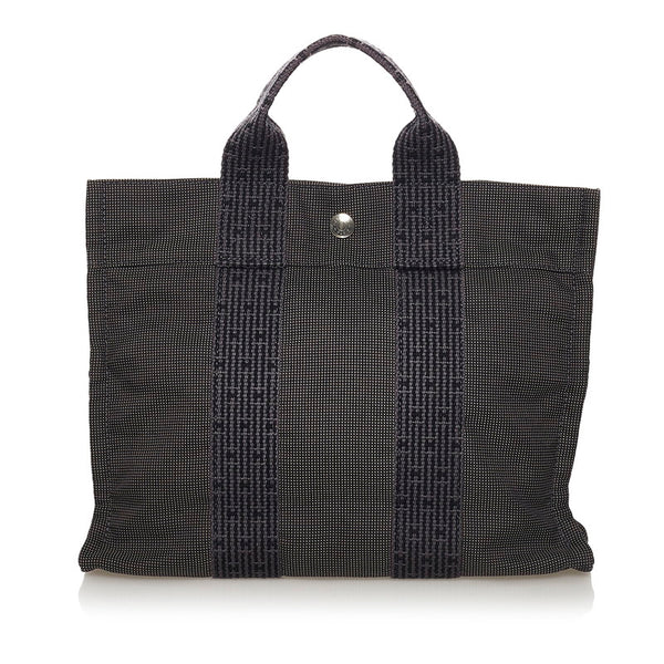 エルメス エールライン PM ハンドバッグ トートバッグ グレー キャンバス レディース HERMES 【中古】