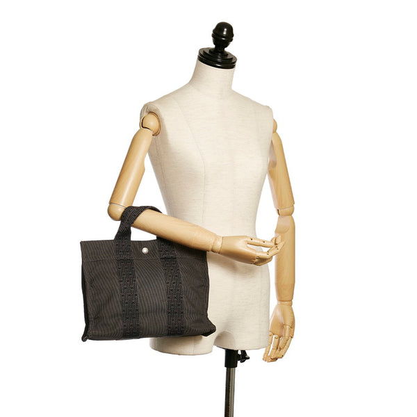 エルメス エールライン PM ハンドバッグ トートバッグ グレー キャンバス レディース HERMES 【中古】