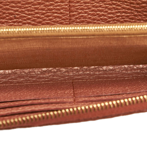 フェンディ セレリア 8M0024 メタリック ピンク レザー ラウンドファスナー 長財布 レディース FENDI 【中古】