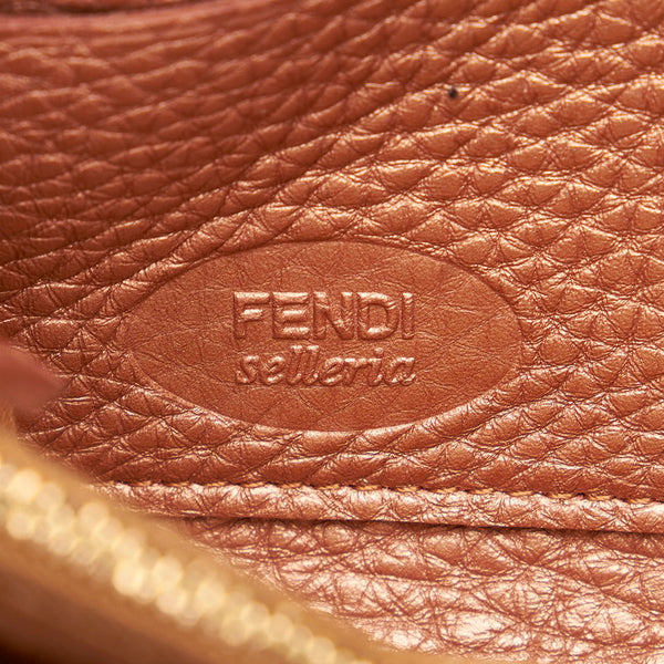 フェンディ セレリア 8M0024 メタリック ピンク レザー ラウンドファスナー 長財布 レディース FENDI 【中古】